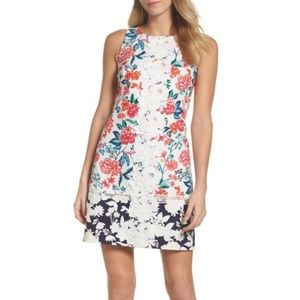 Eliza J Floral Lace Overlay Shift Dress Sz 12 v226